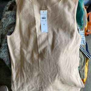 Ann Taylor Cream Sleeveless Tank Top